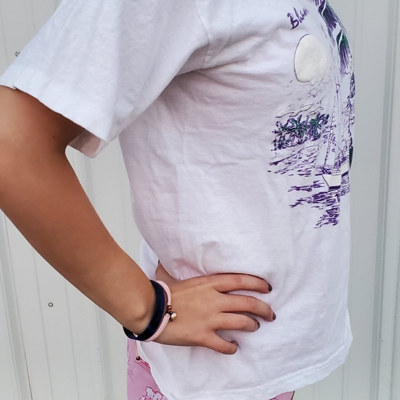 Vintage 80's Bahamas Souvenir T-Shirt Pot Pourri Label Large - Picture 3 of 11